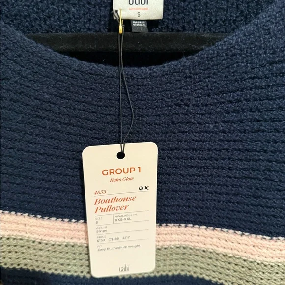 Women's Striped Navy Sweater - Picture 3 of 6